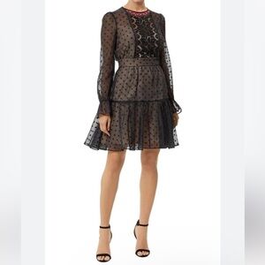 TEMPERLEY LONDON Prix Black Lace Mini  Dress in black size 4